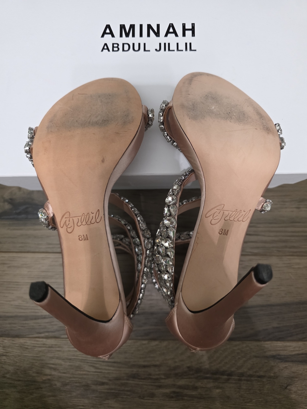 Aminah Abdul Jilill Crystal Spiral Strap High Heel Sandals - Picture 4 of 6